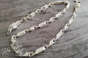 Heavy silver mens author's chain, фото