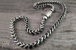 Авторская мужская цепь из серебра 8 с чернением, фото